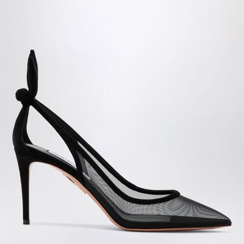 Aquazzura 女士 FW26 高跟鞋 BOWTIE 黑色网纱浅口鞋