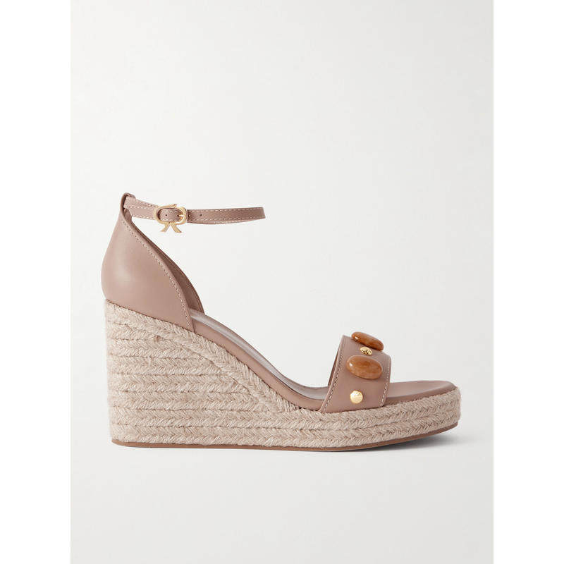 Gianvito Rossi 吉安维托·罗西 女士 凉鞋 70 精饰皮质麻底坡跟