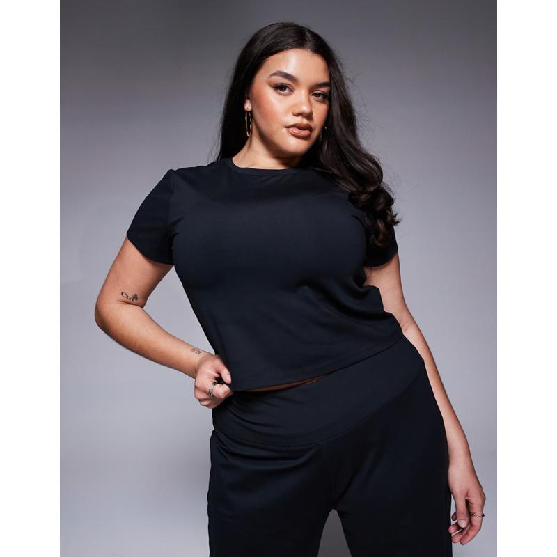 4505 女士 T恤 Curve Icon studio 柔软触感婴儿T恤(黑色)