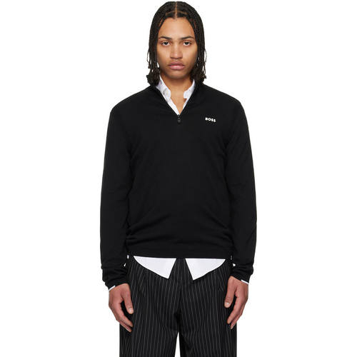 Boss 博斯 男士 卫衣 BOSS 黑色 Cotton Quarter Zip 运动夹克