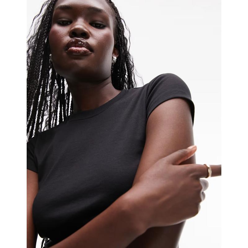 Topshop 女士 T恤 everyday 长筒T恤(黑色)