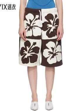 Abra 女款棕色 & 灰白色 Flower 短裤 迷衣时尚