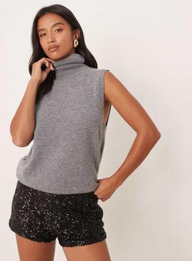 Never Fully Dressed 女士 短裤 hotpant 小号珠片短裤(黑色)