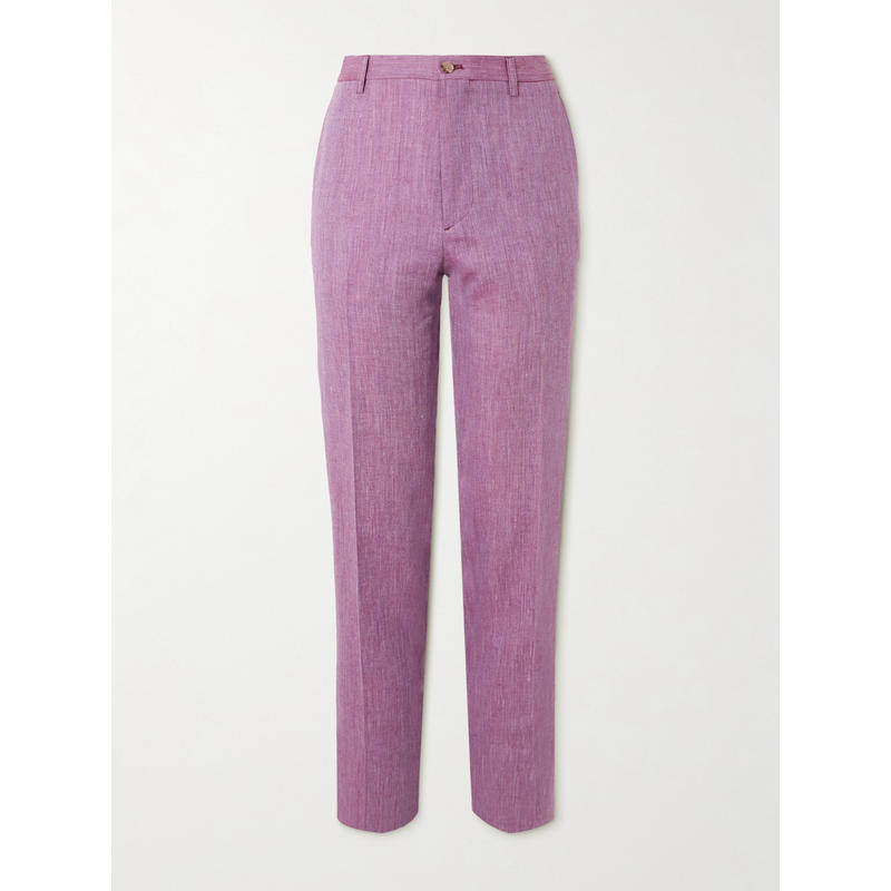 Etro 男士 FW25 西装裤 Roma 锥形亚麻羊毛混纺西装裤