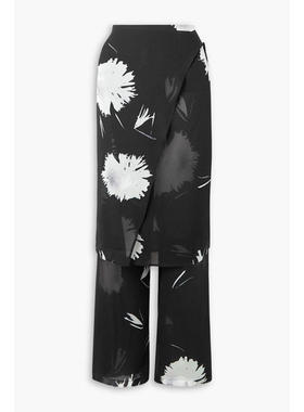 Ioannes 女士 长裤 层叠感印花雪纺喇叭长裤