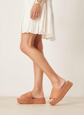 ASOS DESIGN 女士 凉鞋 Jordyn 设计防水台麻底杏红色凉拖