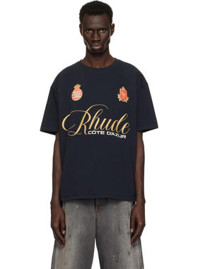 Rhude 男士 T恤 黑色 Script Crest T 恤