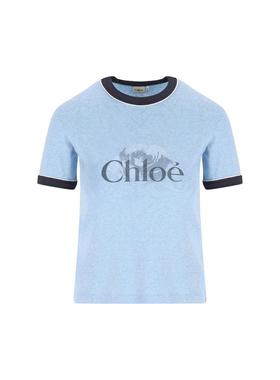 Chloé 女士 秋冬新品 T恤 标志印花圆领 T恤