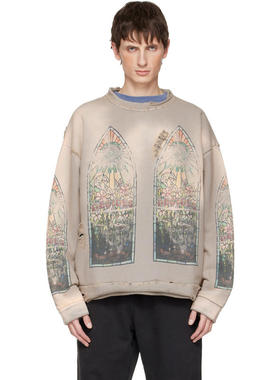 WHO DECIDES WAR BY EV BRAVADO 男士 卫衣 灰褐色褪色套头衫