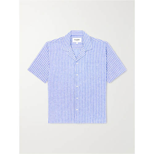 Corridor 男士 FW26 衬衫 Camp-Collar 条纹亚麻棉混纺