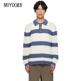 Elio 男款 迷衣时尚 Polo Holzweiler Striped 白色 蓝色 衫