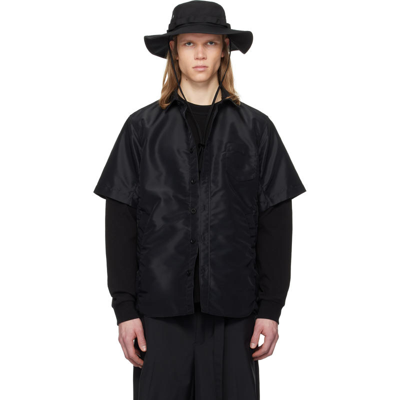 Sacai 男士 衬衫 黑色 Nylon Twill 衬衫