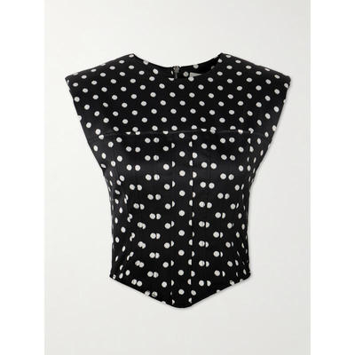 Ganni 女士 SS26 背心 recycled-satin 波尔卡圆点束腰上衣