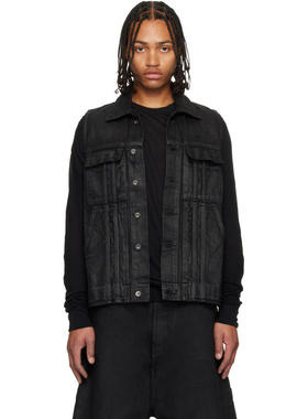 DET BLEV SENT 男士 背心 黑色 Distressed Waxed 牛仔马甲