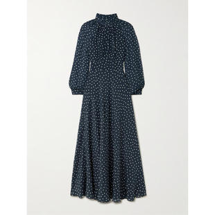 Paige RIXO 中长连衣裙 SS26 束带波尔卡圆点真丝雪纺半高领 女士