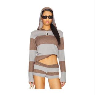 上衣 女士 条纹针织橄榄球连帽 London Jaded