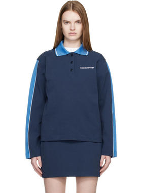 Casablanca 女士 上衣 海军蓝 Punto Polo Collared 套头衫