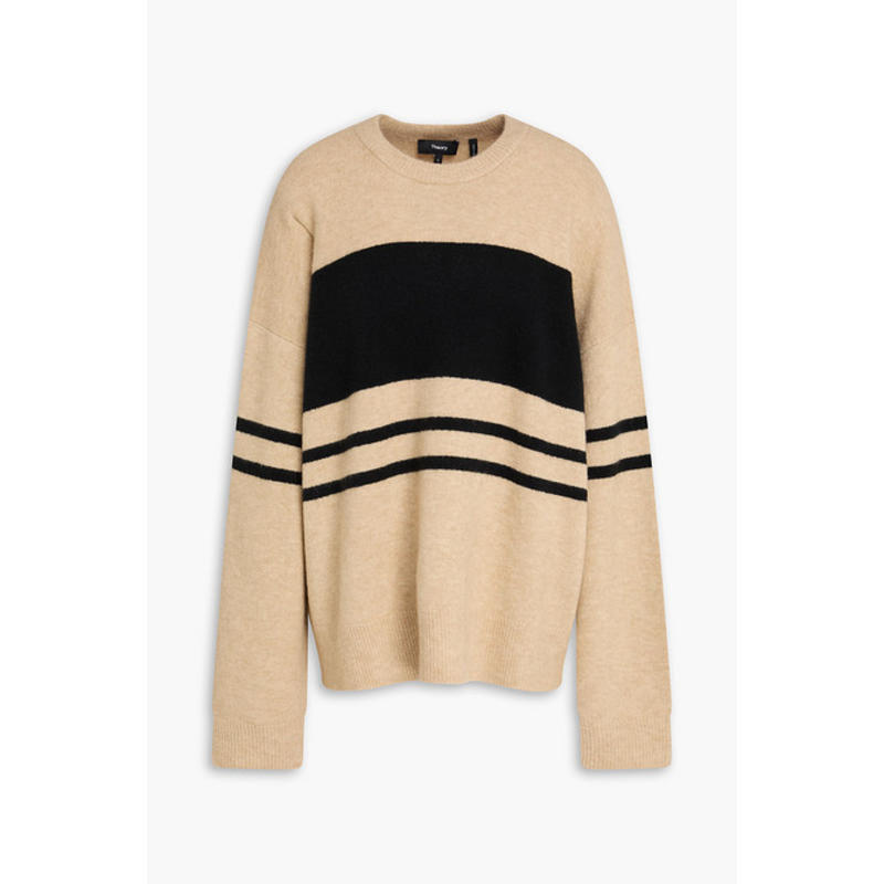 Theory 女士 毛衣 条纹美利奴羊毛羊毛混纺毛衣