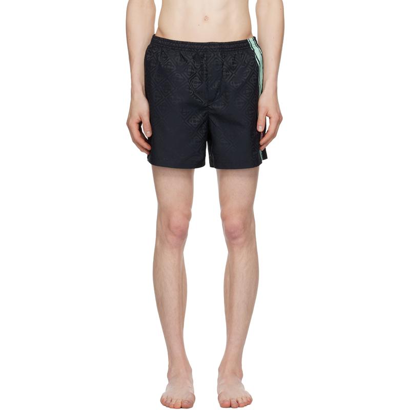 Casablanca 男士 泳裤 黑色 Monogram Jacquard Stripe 泳裤