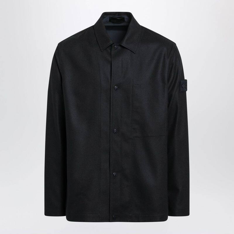 Stone Island 石头岛 男士 FW26 夹克 海军蓝羊毛混纺衬衫式