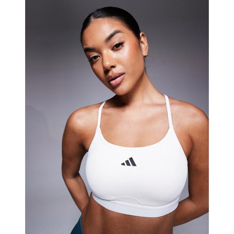 Adidas 女士 T恤 support 训练基础款浅运动文胸(白色)