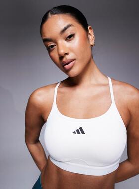 Adidas 女士 T恤 support 训练基础款浅运动文胸(白色)