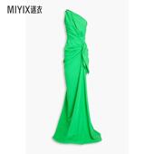 迷衣时尚 RHEA Elena 单肩垂褶绉纱礼服 COSTA 女