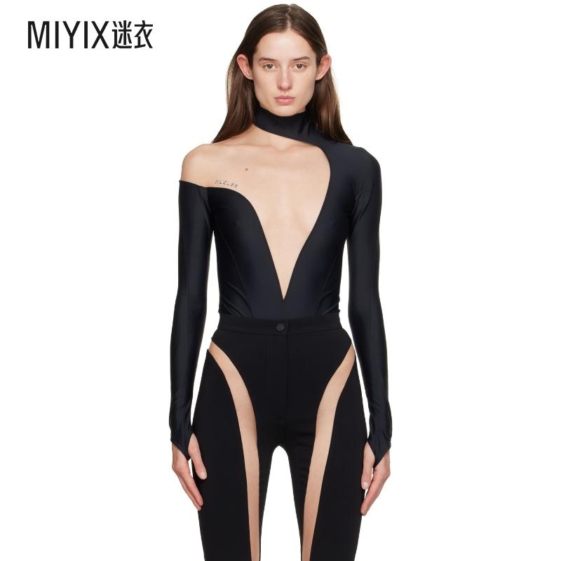 Mugler  女黑色 Illusion 连体衣 迷衣时尚