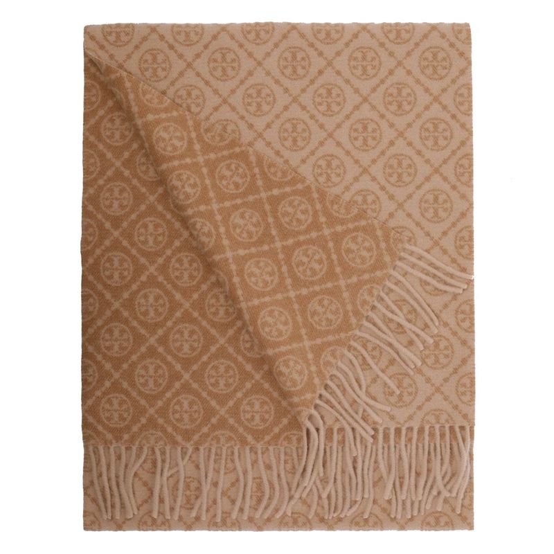 TORY BURCH汤丽柏绮 女士 26春新品 围巾 T 字母印花流苏围巾