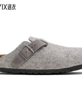 Birkenstock勃肯 女士 灰色 Narrow Boston 穆勒鞋 迷衣时尚