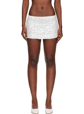 Danielle Guizio 女士 迷你裙 灰白色 Floral Paillette 短裙