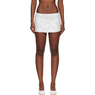 Danielle Guizio 女士 迷你裙 灰白色 Floral Paillette 短裙