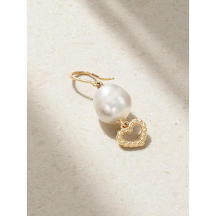 Alison Lou 女士 CO 耳环 Streamer 心形14K金珍珠单耳环