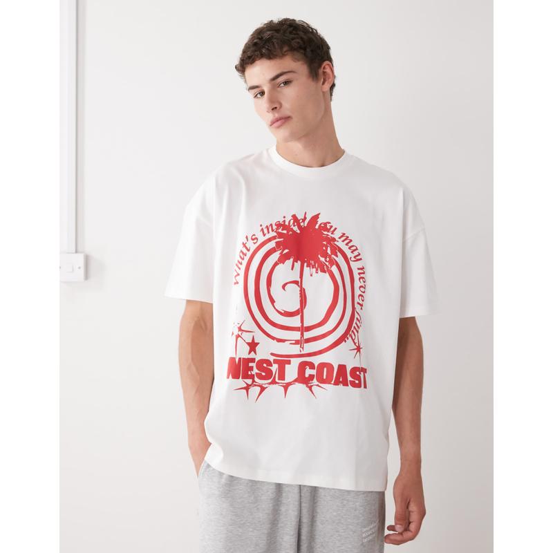 Collusion 男士 T恤 front and back 白色印花T恤