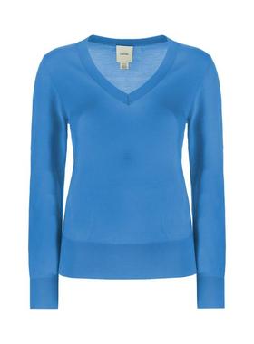 Calvin Klein 女士 FW25 针织衫 蓝绿色羊毛毛衣