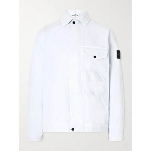 Stone Island 石头岛 男士 夹克 Logo-Appliquéd 棉混纺衬衫式