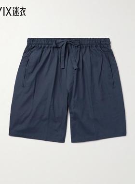 【秋季新品】Umit Benan 男款Julian 直筒棉质真丝混纺抽绳短裤