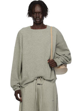 Essentials 男士 卫衣 灰色 Waffle Long Sleeve Crewneck 套头衫