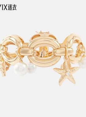 Self-Portrait 女款人造珍珠镀金手链 迷衣时尚