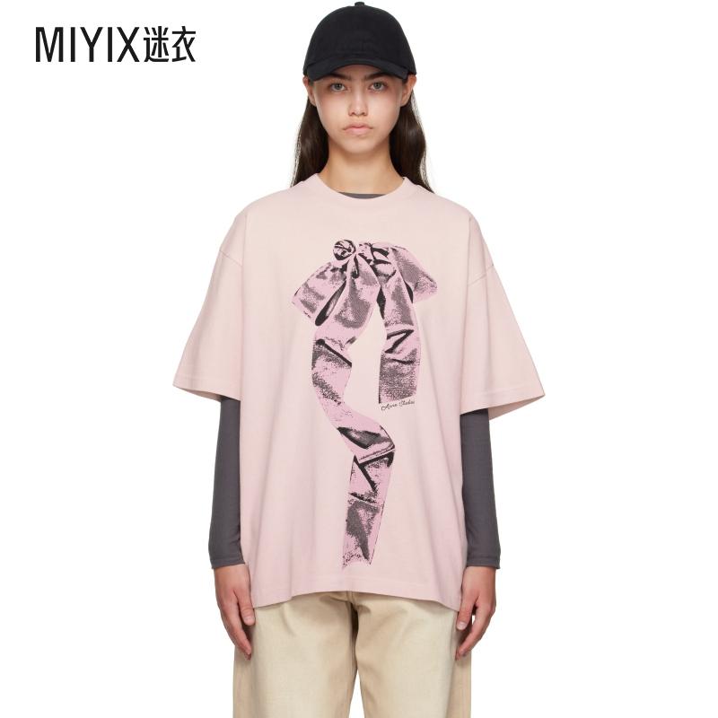 Acne Studios 女款粉色 Bow Print T 恤 迷衣时尚