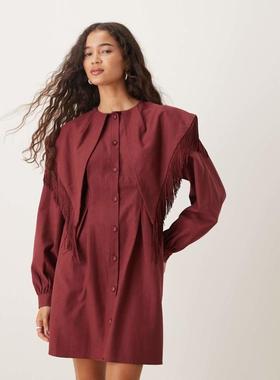 Ghospell 女士 短款连衣裙 Frankie 流苏迷你红色连衣裙