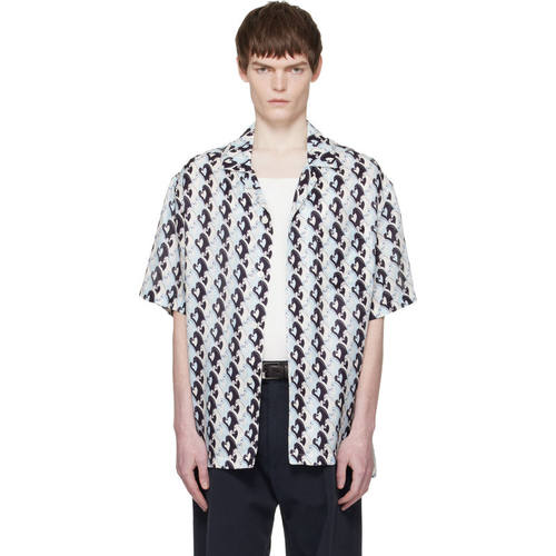 Lanvin 浪凡 男士 SS26 衬衫 蓝色马年系列印花
