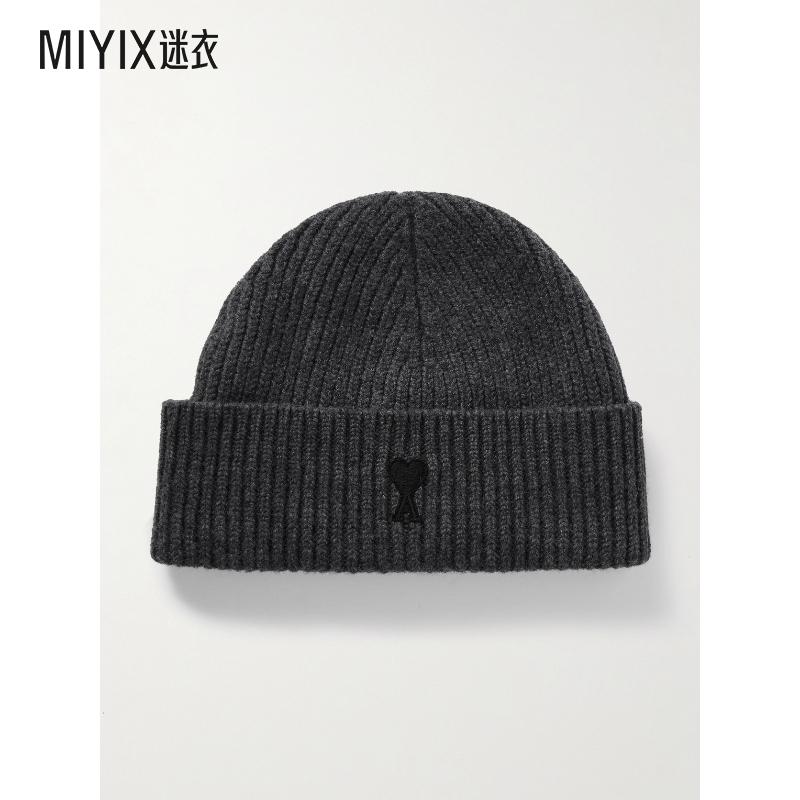 【秋季新品】Ami Paris 男款Logo-Appliquéd 罗纹初剪羊毛小便帽