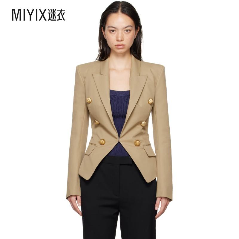 Balmain巴尔曼女士 驼色 6-Button 西装外套 迷衣时尚