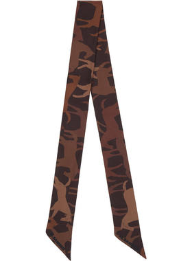 Jil Sander 女士 围巾 棕色 Printed Silk 围巾