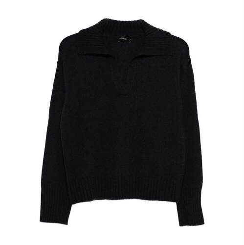 Roberto Collina 女士 FW25 POLO衫 海军蓝羊毛
