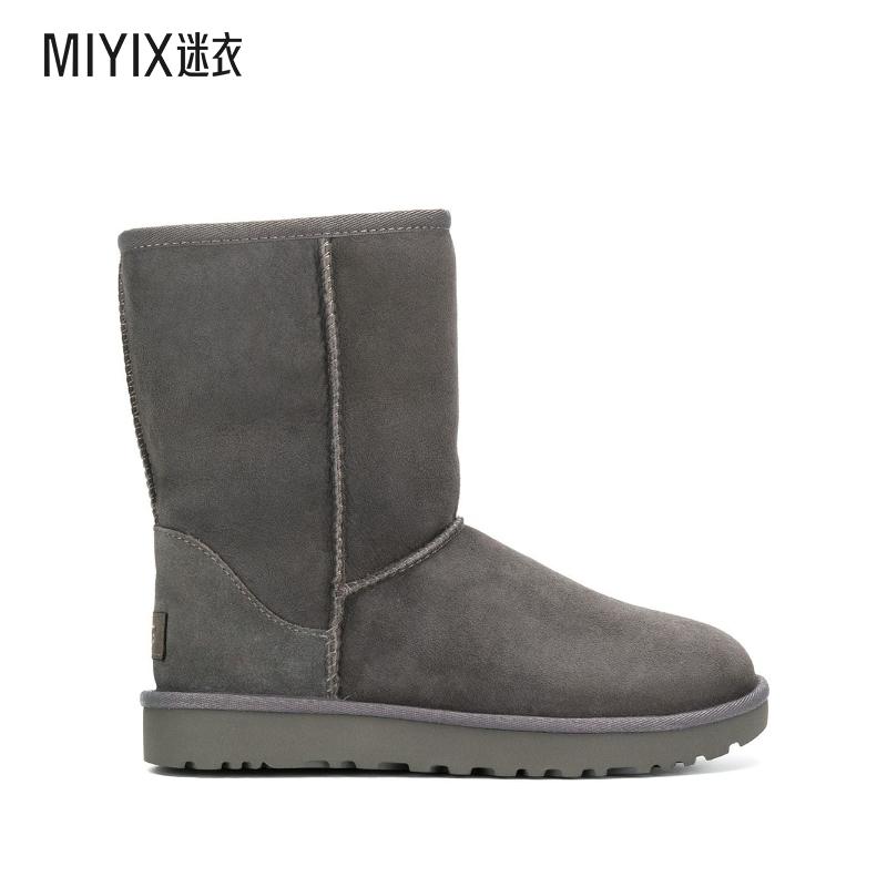 [秋冬新品]UGG Australia 女款经典Logo贴片中筒靴子 迷衣时尚