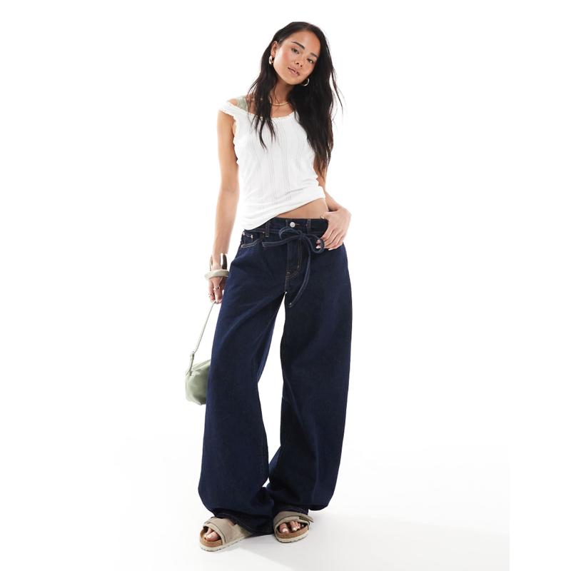 Levi's 女士 牛仔长裤 XL 直筒宽松款深蓝牛仔裤