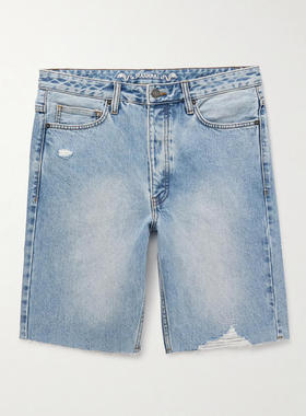 MANAAKI 男士 牛仔短裤 Tama 修身直筒磨破牛仔短裤