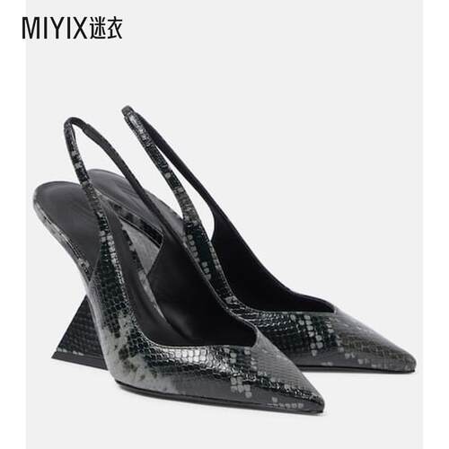 The Attico 女款Cheope 105 皮质露跟浅口鞋 迷衣时尚